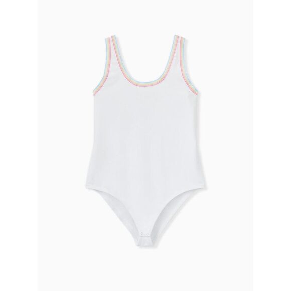 Torrid Bright White Foxy Scoop Neck Ribbed Ringer Bodysuit 2X 18/20 NWT - Picture 7 of 9